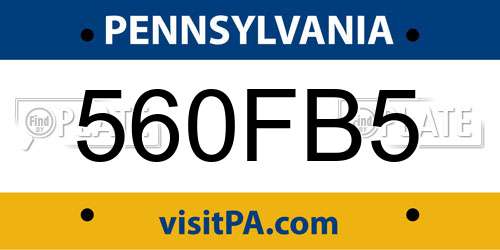 560FB5 Pennsylvania License Plate