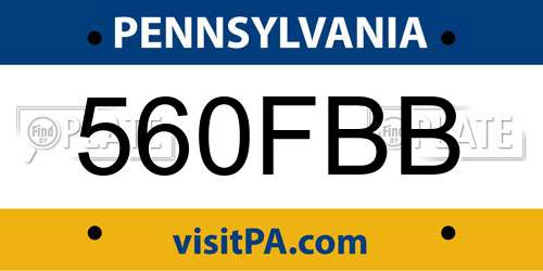 560FBB Pennsylvania License Plate