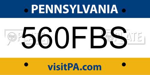 560FBS Pennsylvania License Plate