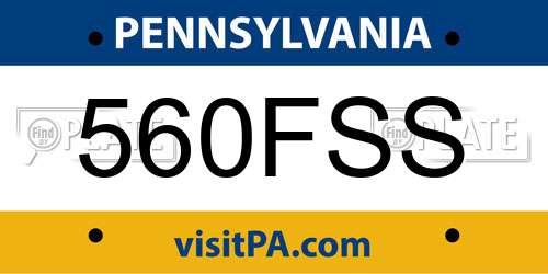 560FSS Pennsylvania License Plate