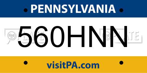 560HNN Pennsylvania License Plate
