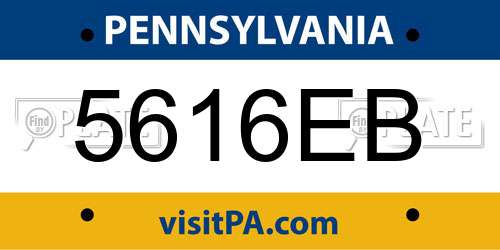 5616EB Pennsylvania License Plate