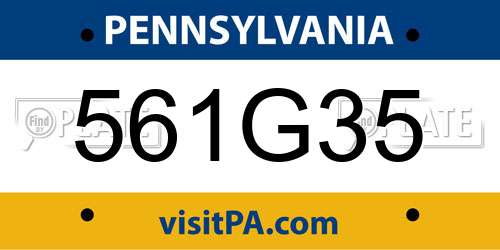 561G35 Pennsylvania License Plate
