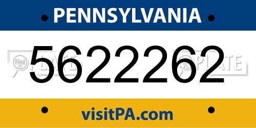 5622262 Pennsylvania License Plate