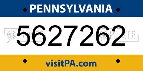 5627262 Pennsylvania License Plate