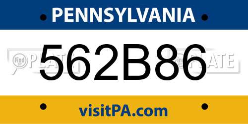 562B86 Pennsylvania License Plate