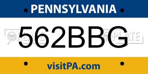 562BBG Pennsylvania License Plate
