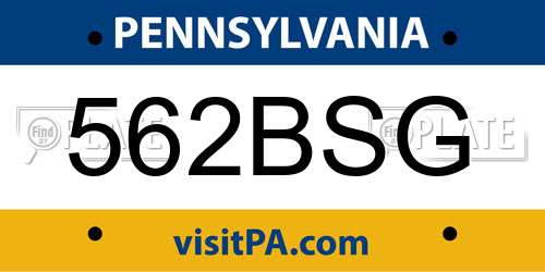 562BSG Pennsylvania License Plate