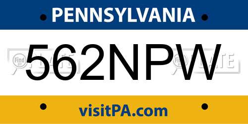 562NPW Pennsylvania License Plate