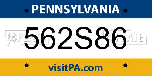 562S86 Pennsylvania License Plate