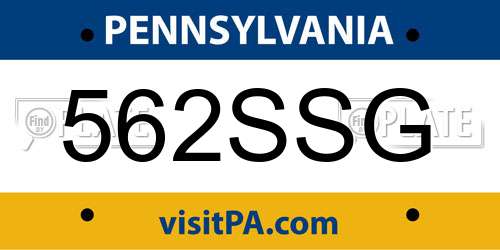 562SSG Pennsylvania License Plate