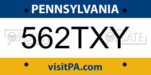 562TXY Pennsylvania License Plate