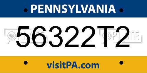 56322T2 Pennsylvania License Plate