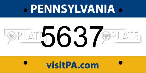 5637 Pennsylvania License Plate