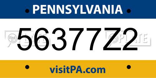56377Z2 Pennsylvania License Plate