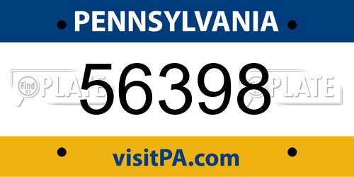 56398 Pennsylvania License Plate