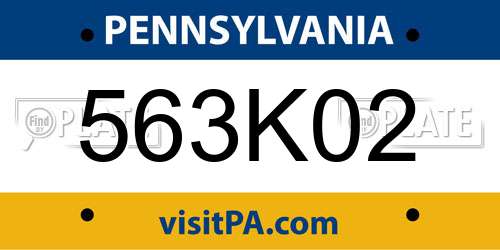 563K02 Pennsylvania License Plate