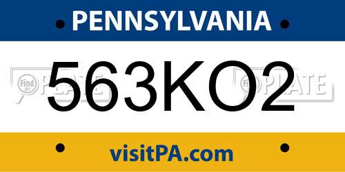 563KO2 Pennsylvania License Plate