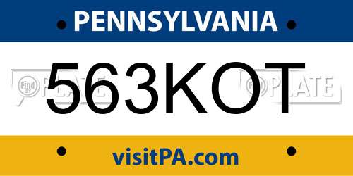 563KOT Pennsylvania License Plate