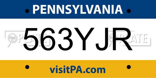 563YJR Pennsylvania License Plate