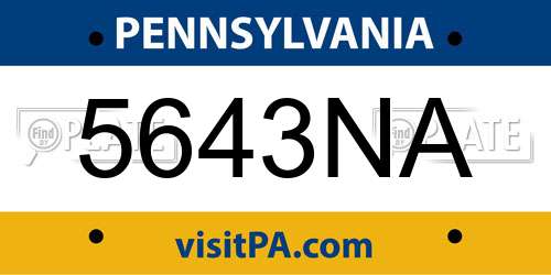 5643NA Pennsylvania License Plate