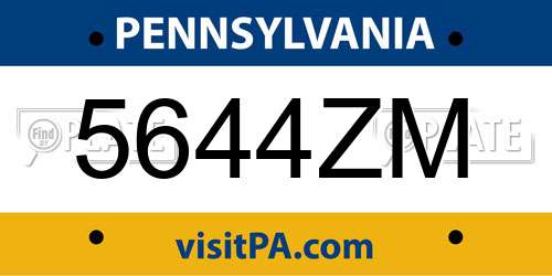 5644ZM Pennsylvania License Plate