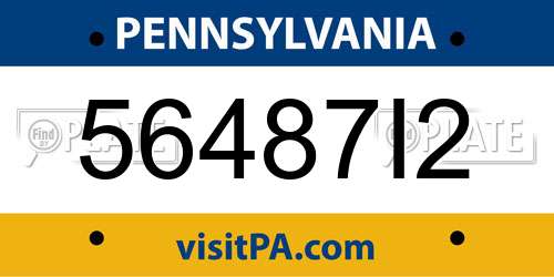 56487I2 Pennsylvania License Plate