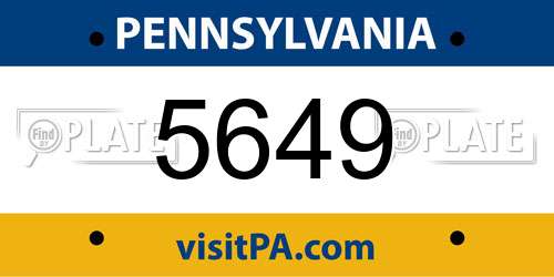 5649 Pennsylvania License Plate