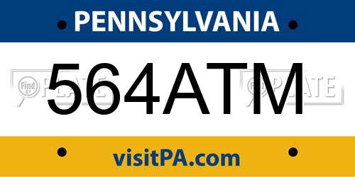 564ATM Pennsylvania License Plate