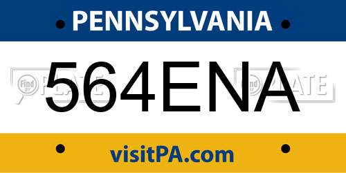 564ENA Pennsylvania License Plate