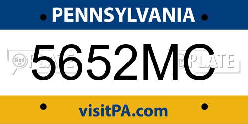 5652MC Pennsylvania License Plate