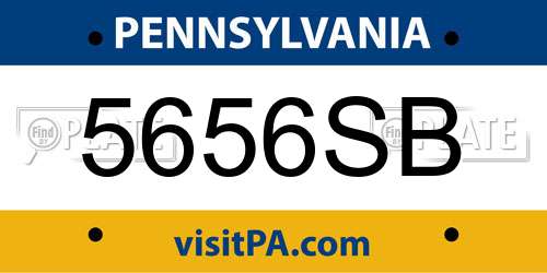 5656SB Pennsylvania License Plate