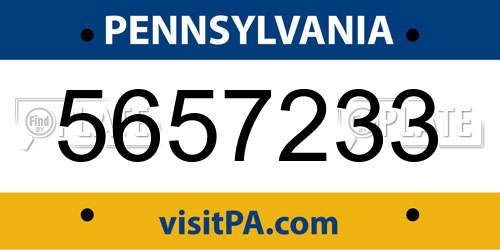 5657233 Pennsylvania License Plate