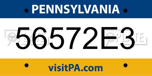 56572E3 Pennsylvania License Plate