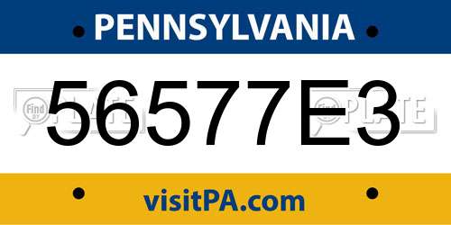 56577E3 Pennsylvania License Plate