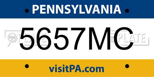 5657MC Pennsylvania License Plate