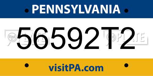56592T2 Pennsylvania License Plate