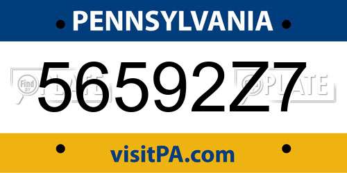 56592Z7 Pennsylvania License Plate