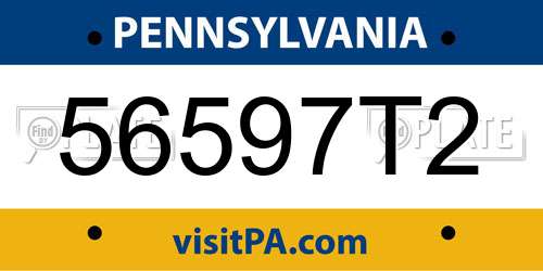 56597T2 Pennsylvania License Plate