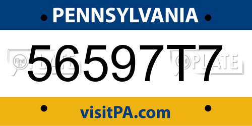56597T7 Pennsylvania License Plate