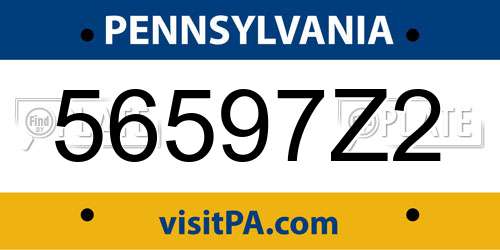 56597Z2 Pennsylvania License Plate