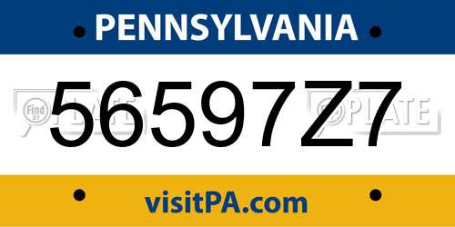 56597Z7 Pennsylvania License Plate