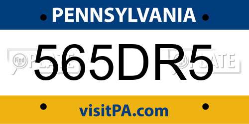 565DR5 Pennsylvania License Plate