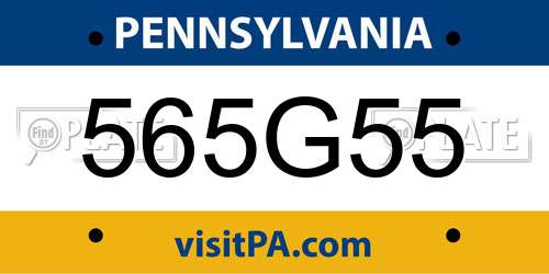 565G55 Pennsylvania License Plate