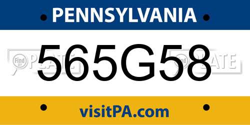 565G58 Pennsylvania License Plate