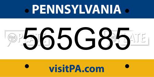 565G85 Pennsylvania License Plate