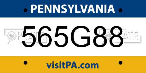 565G88 Pennsylvania License Plate