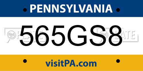 565GS8 Pennsylvania License Plate