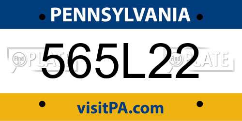 565L22 Pennsylvania License Plate