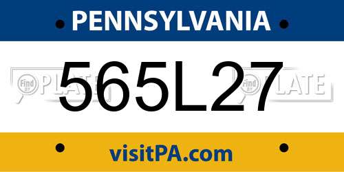 565L27 Pennsylvania License Plate